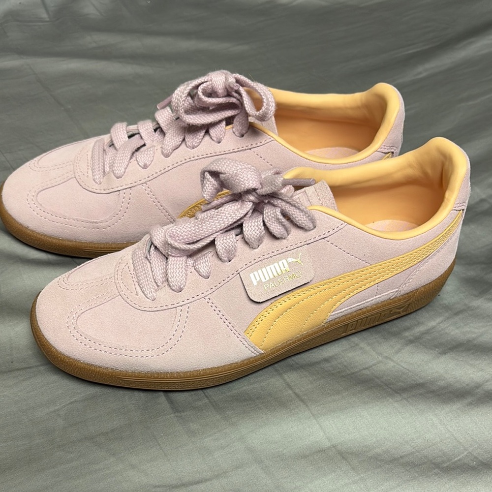 Puma Purple and Orange Sneakers Minimalist Design